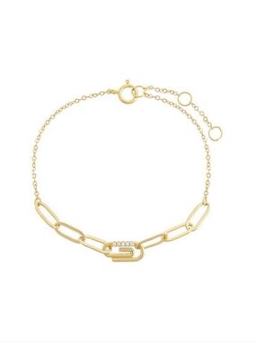 Adina Eden Pave Paperclip Bracelet, New in Pouch